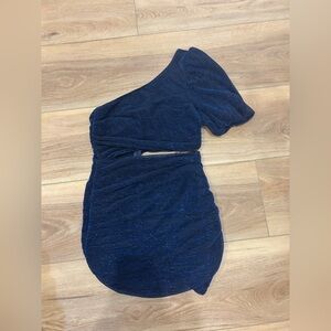 Hello Molly Navy Blue One-Shoulder Dress